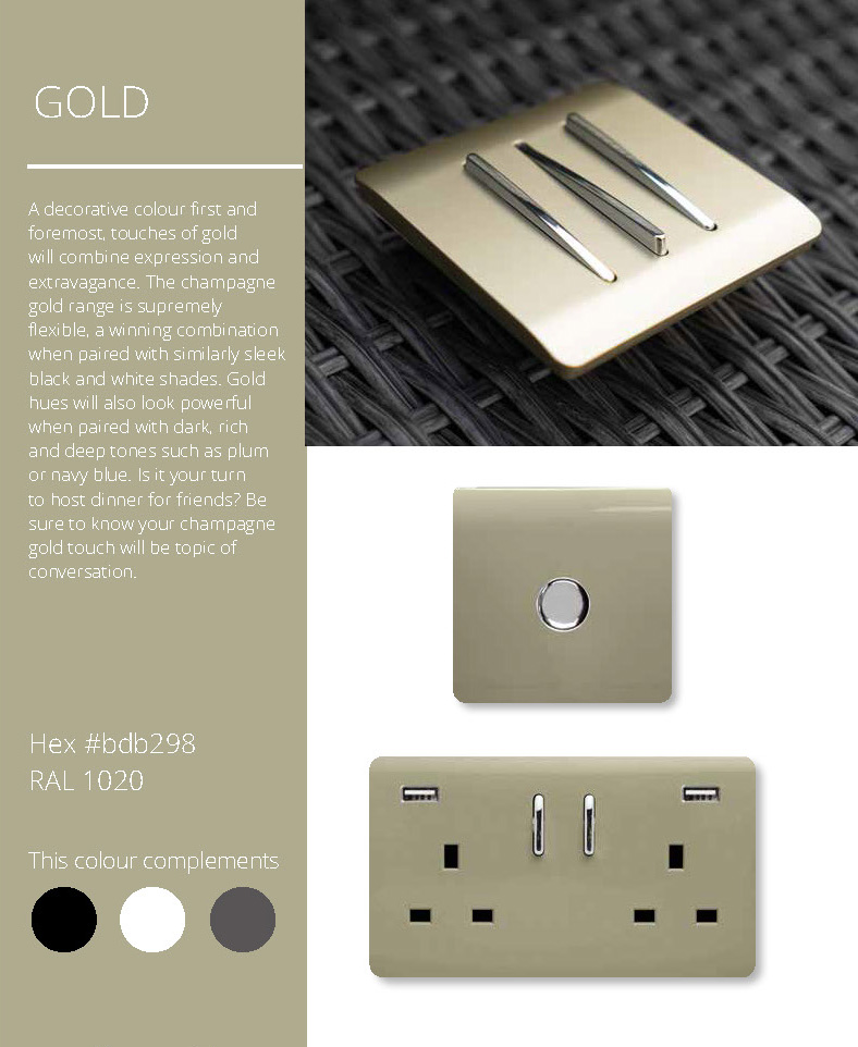 Champagne Gold Wiring Accessories Trendi Decorative Screwless Champagne Gold Wiring Accessories Trendi Decorative Screwless